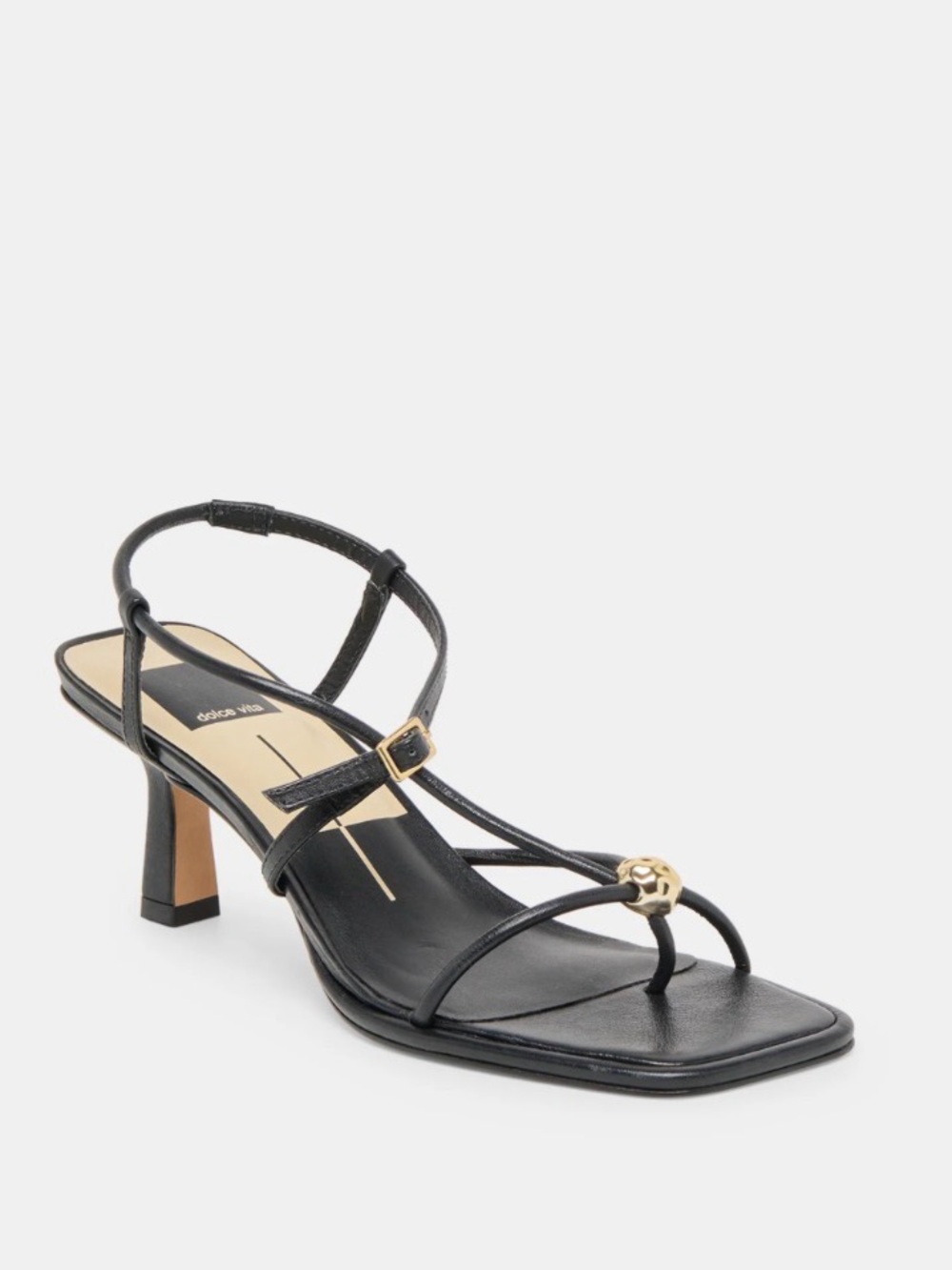 Dolce Vita Black Strappy Mid-Heel Sandals